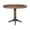 International Concepts Round 36 in Rd Extension Dining Table, 2 Counter Ht Stools, Hickory/Washed Coal, 36 in W, 48 in L K45-36RXT-27-S6172-2 - alternate 2